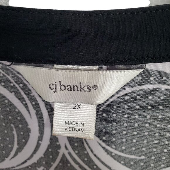 CJ Banks Sz 2X Tunic Popover Artsy Circle Print Fluid Jersey Knit Office Casual - Picture 4 of 10